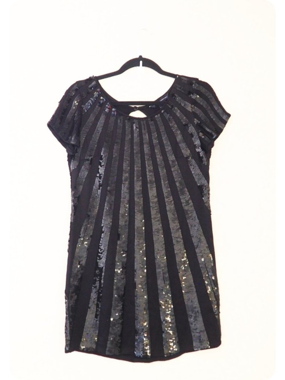 French Connection Black Sequin Shift Dress sz 4